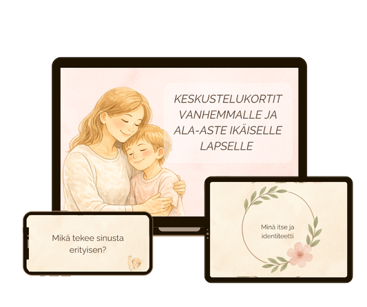 Keskustelukortit vanhemmalle ja ala-asteikäiselle lapselle