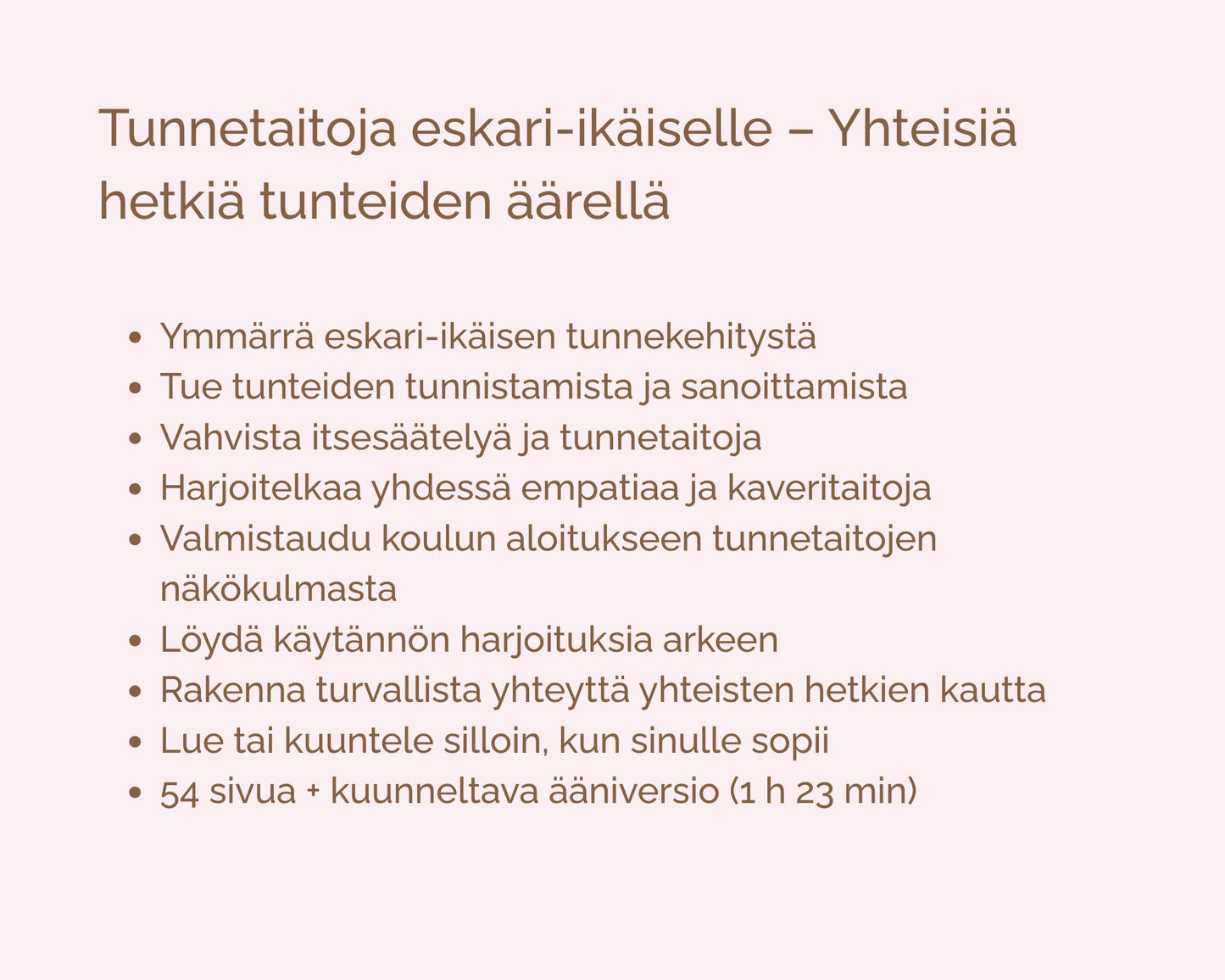 Tunnetaitoja eskari-ikäiselle – Yhteisiä hetkiä tunteiden parissa
