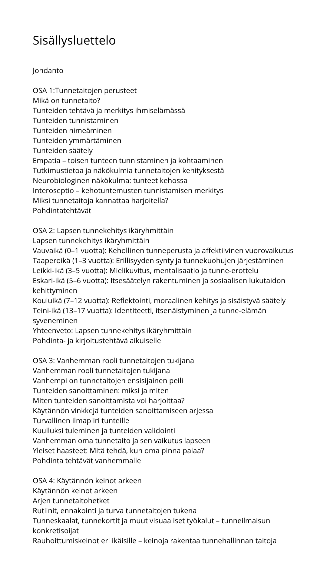Tunnetaito-opas vanhemmille