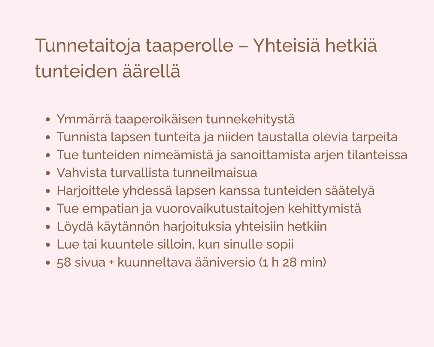 Tunnetaitoja taaperolle – Yhteisiä hetkiä tunteiden äärellä