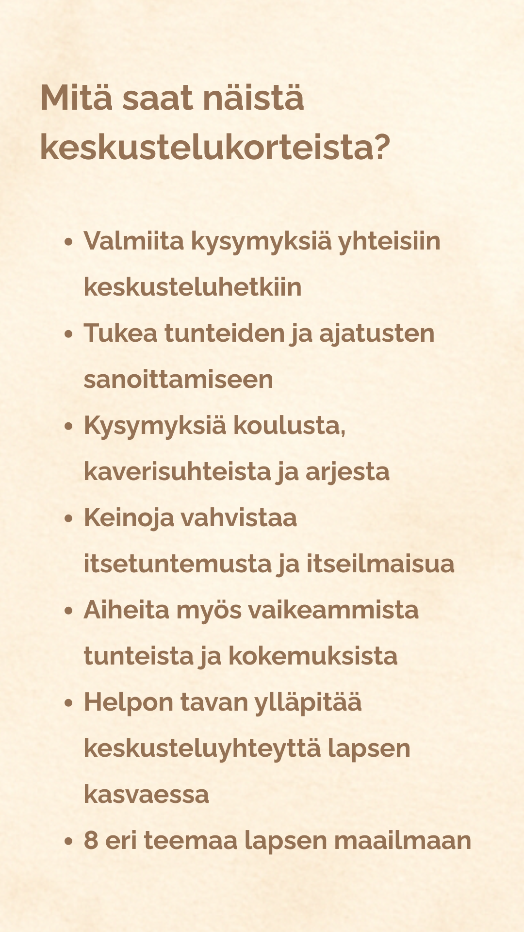 Digitaaliset keskustelukortit vanhemmalle ja ala-asteikäiselle lapselle