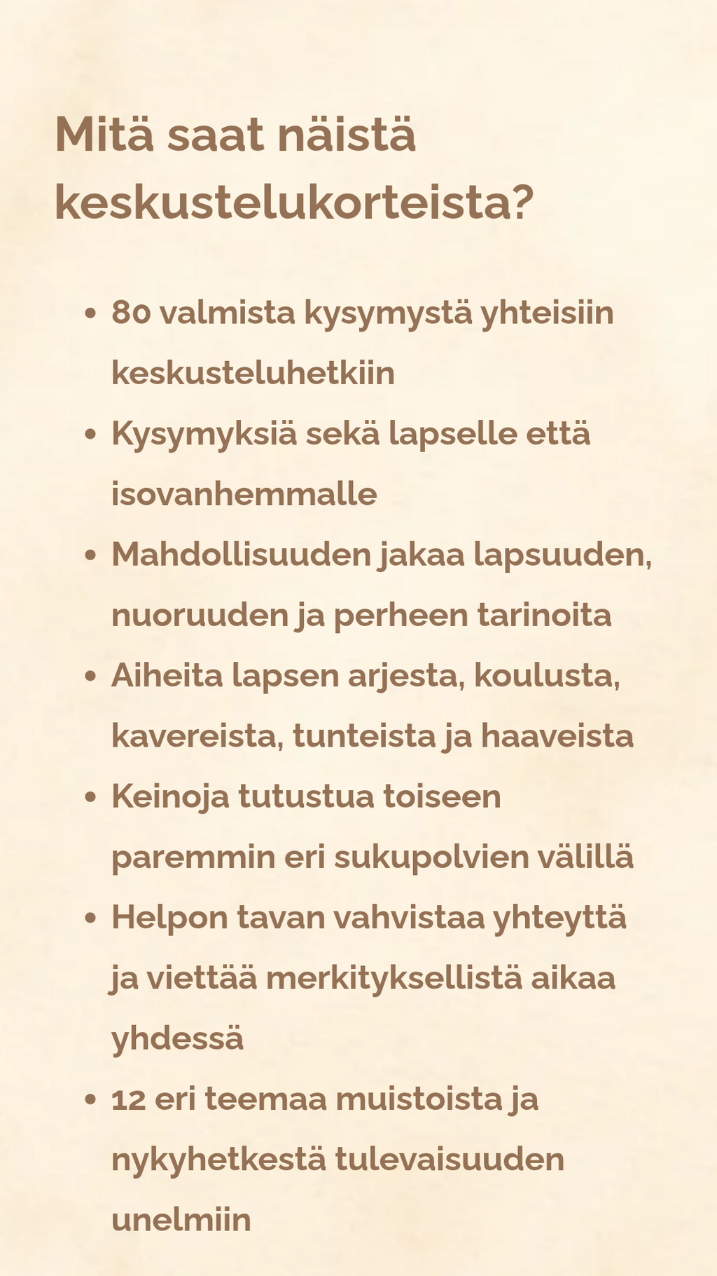 Digitaaliset keskustelukortit isovanhemmalle ja lapsenlapselle